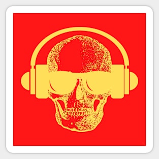 Skull And Phones, Yellow Sticker